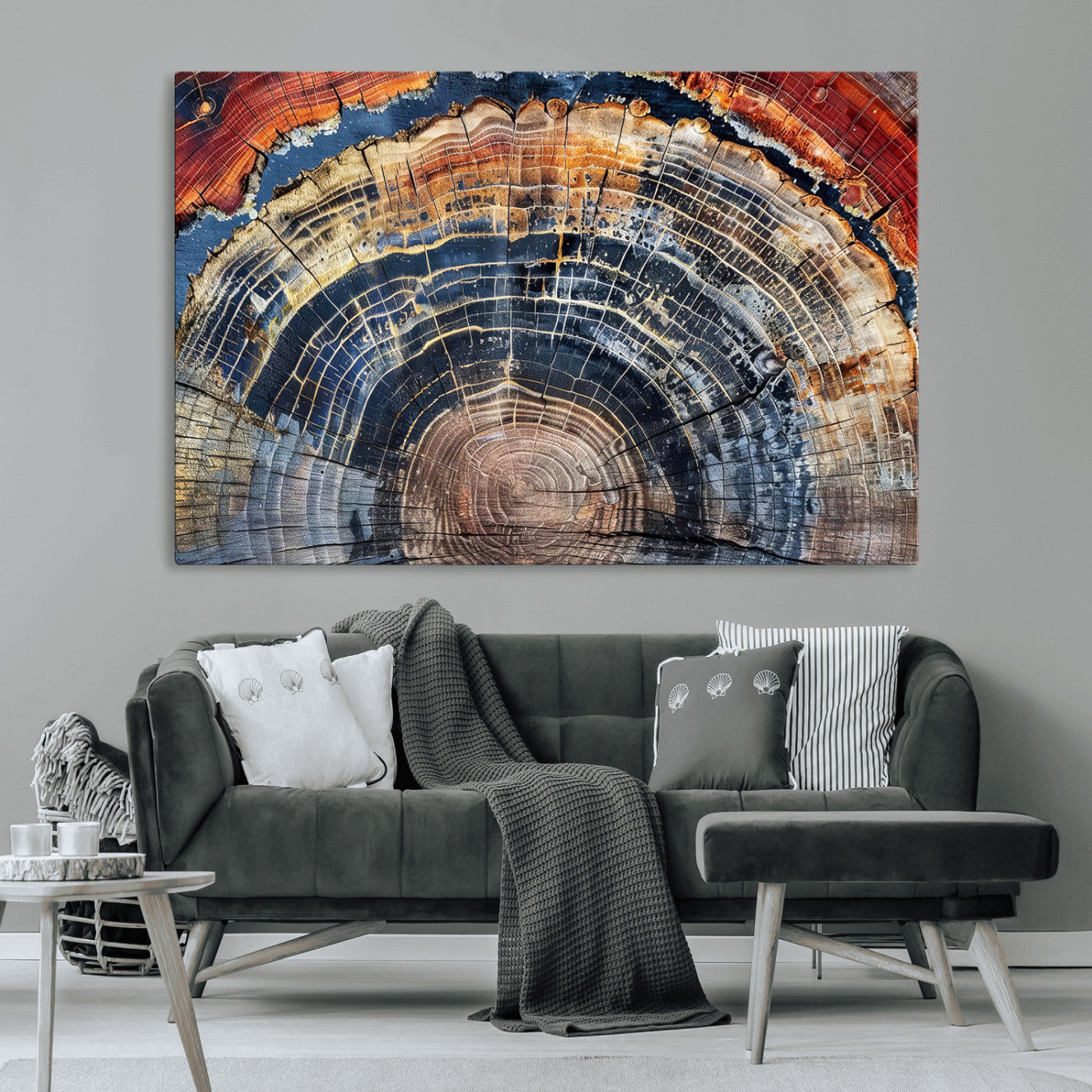 Tree Rings Wall Art Canvas Print – Framed Petrified Wood