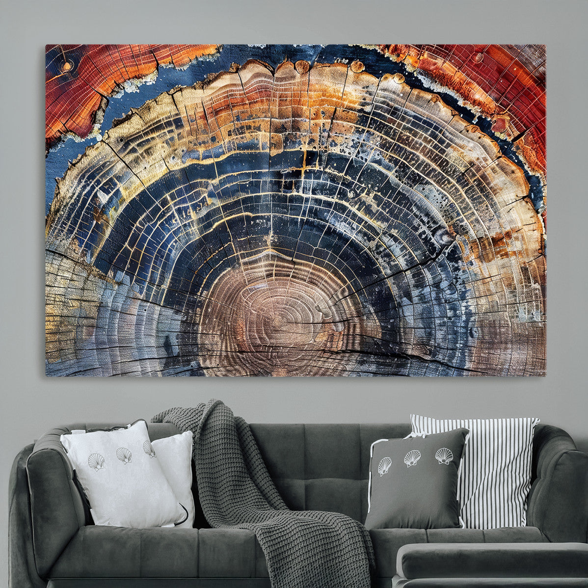 Tree Rings Wall Art Canvas Print – Framed Wood Art Picture