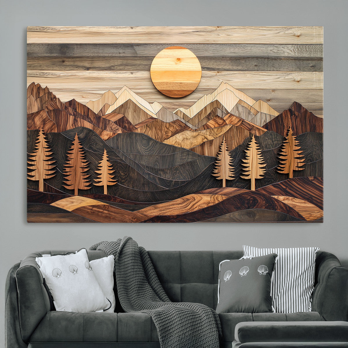 Wood Mountain Wall Art Canvas Print – Layered Forest and
