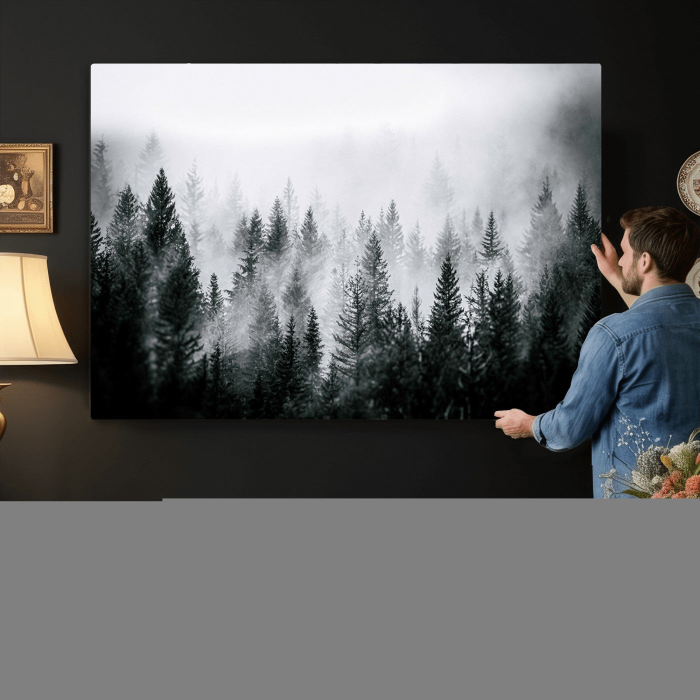 Foggy Forest Wall Art Canvas Print – Mountain Woodland