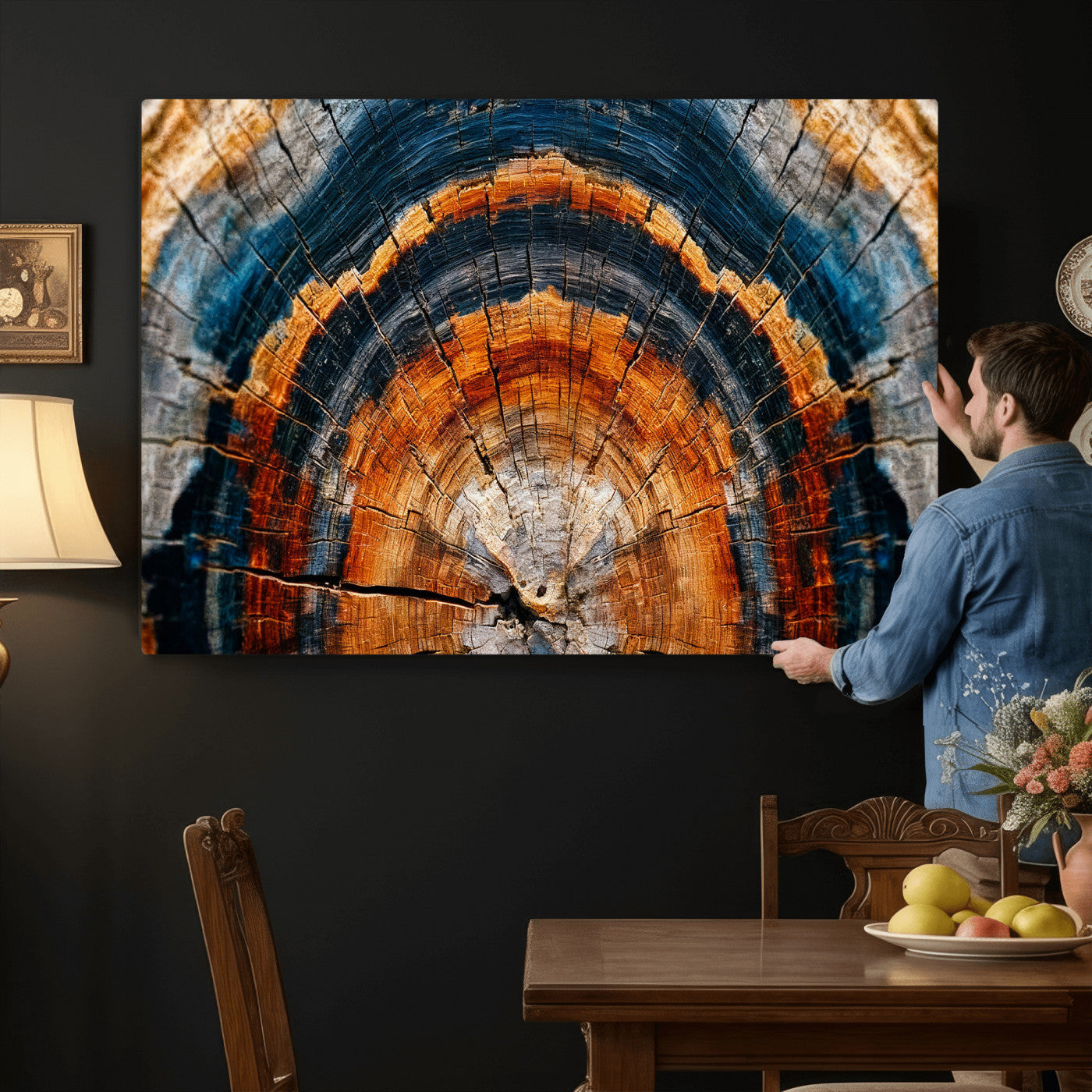 Abstract Wood Grain Canvas Print, Tree Ring Pattern Wall