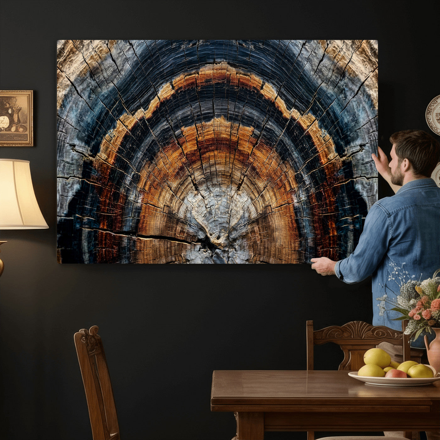 Abstract Wood Grain Canvas Print, Tree Ring Pattern Wall