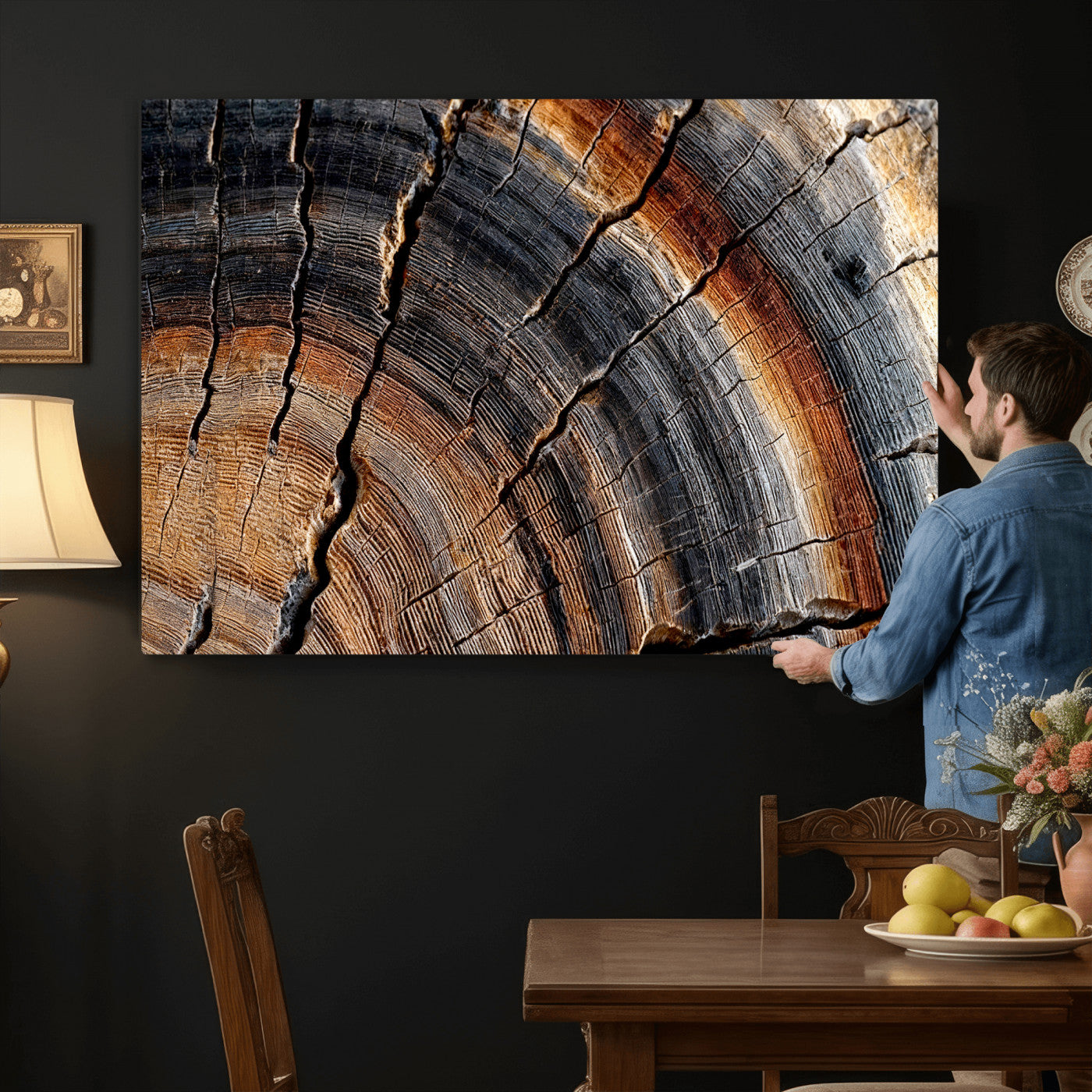 Abstract Tree Ring Wall Art Print – Natural Rustic Wood