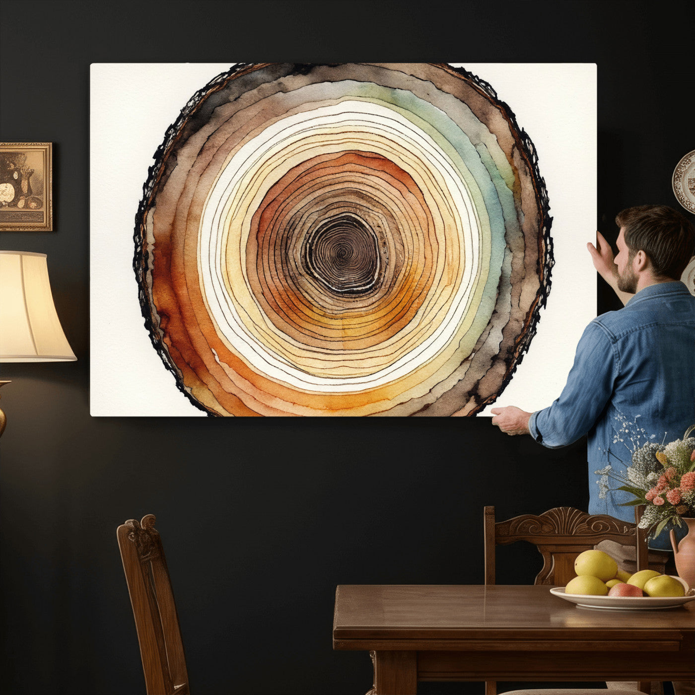 Natural Wood Slice Wall Art Canvas Print, Tree Ring Wall