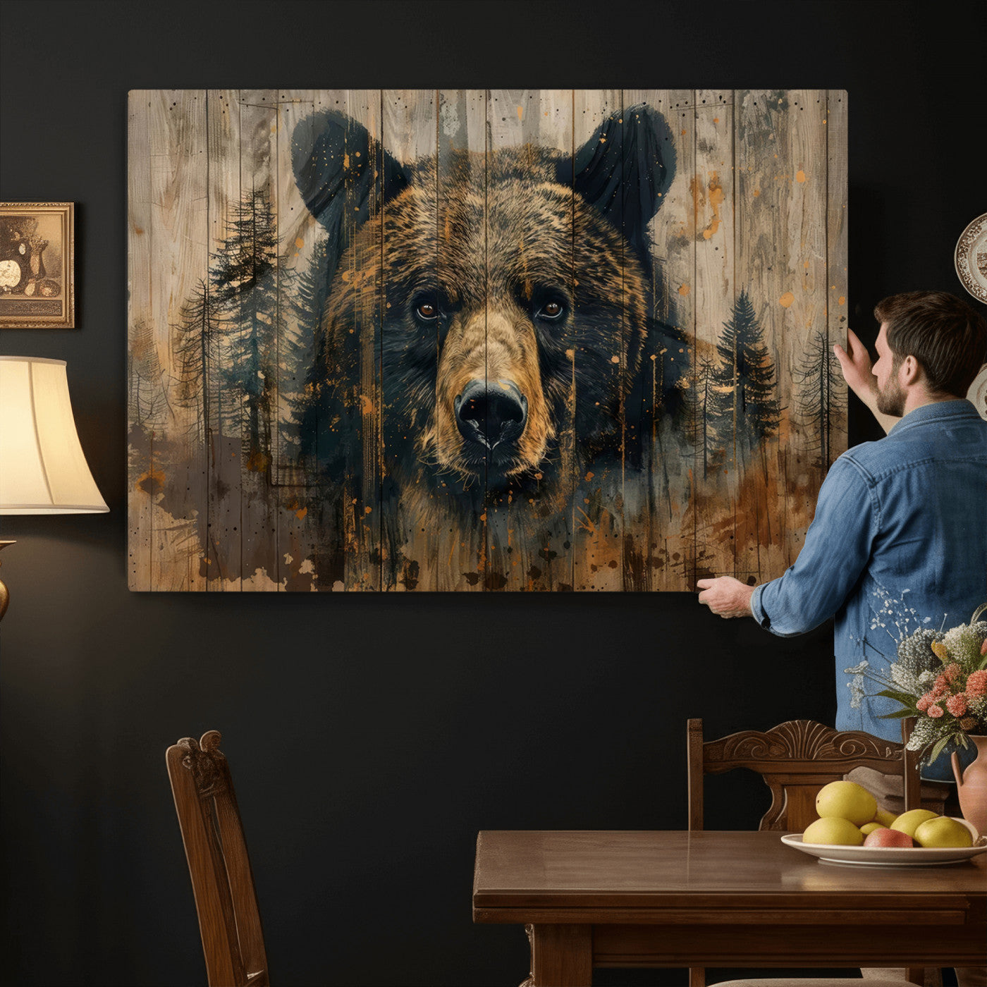 Abstract 399 Bear Wall Art | Rustic Cabin Wall Decor with