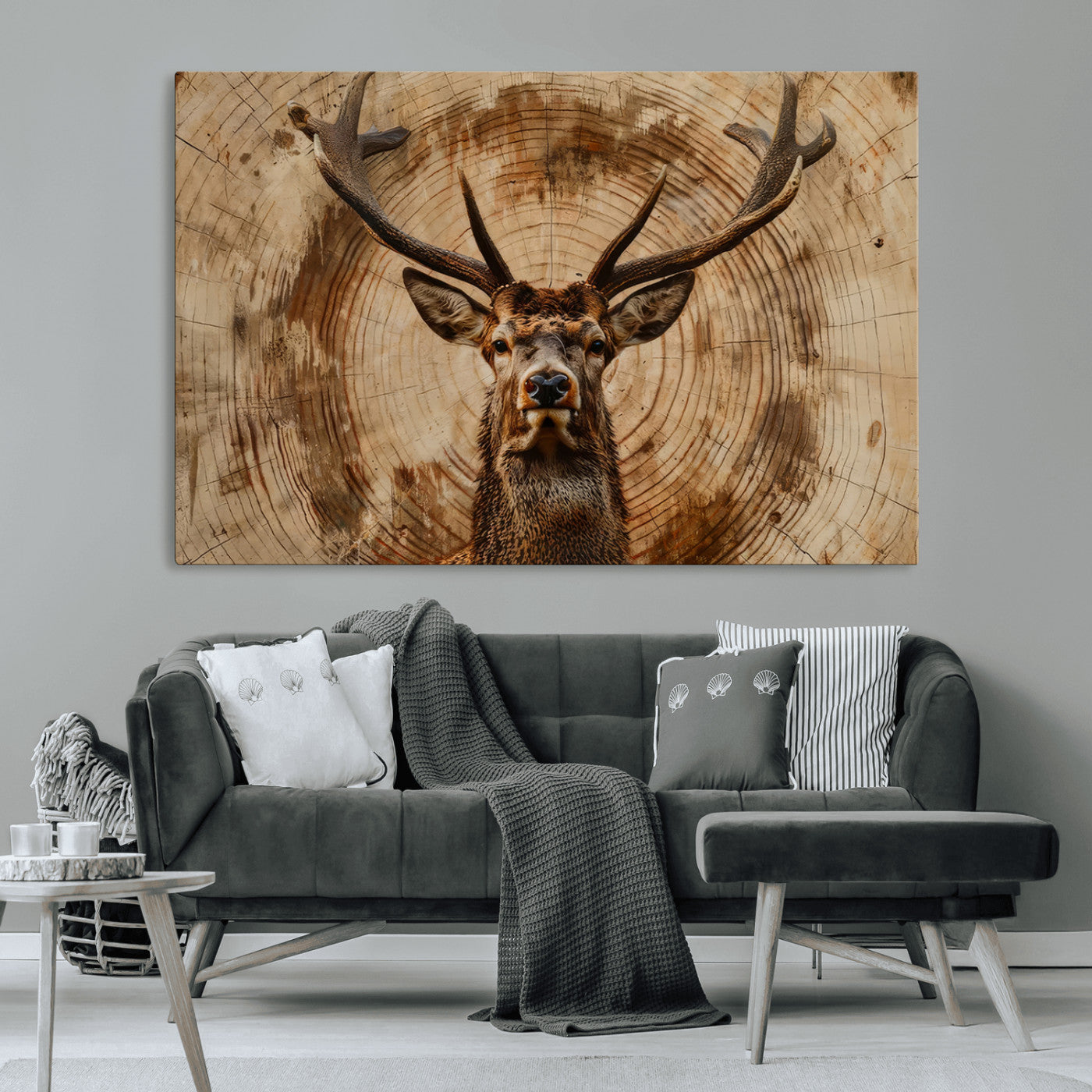 Wood Abstract Deer Wall Art | Rustic Wildlife Canvas Print |