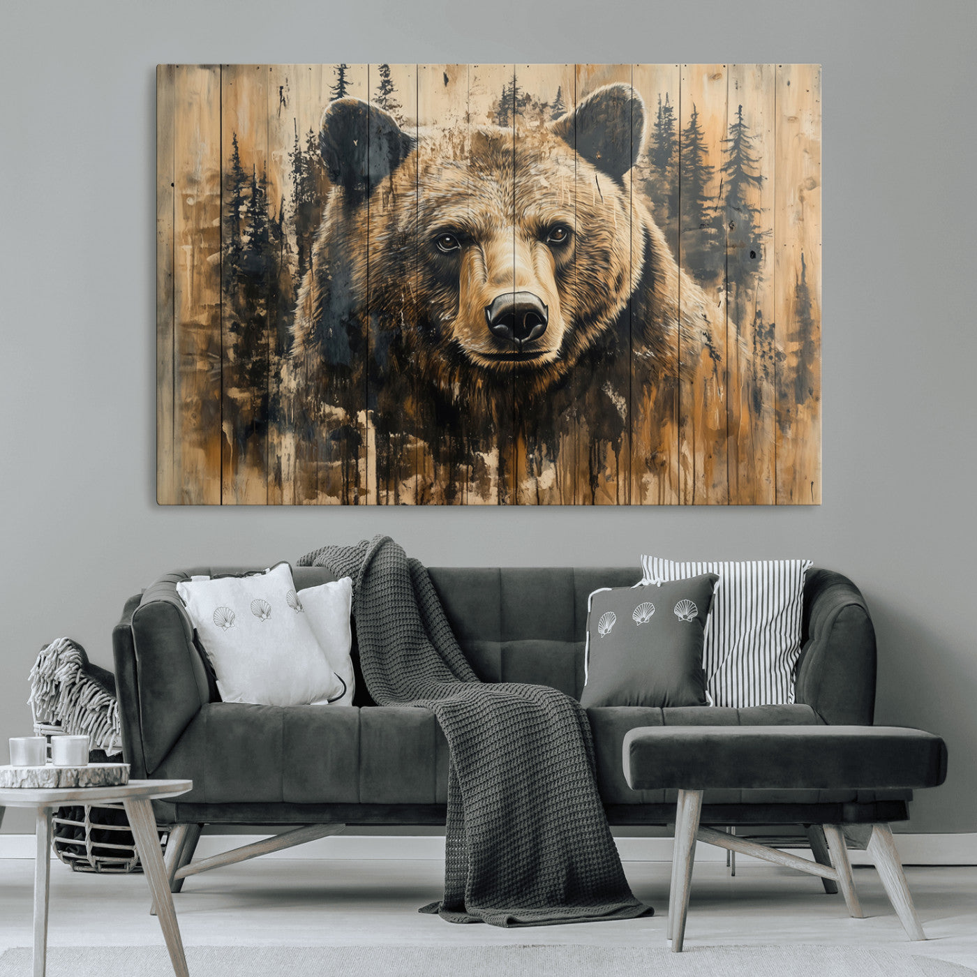Majestic Grizzly 399 Bear Wall Art | 3-Panel Rustic Canvas
