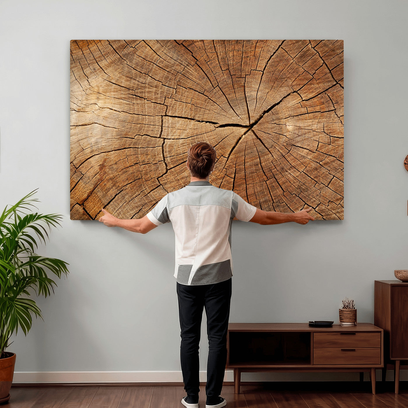 Tree Ring Canvas Art, Rustic Wood Grain Wall Art, Tree Slice