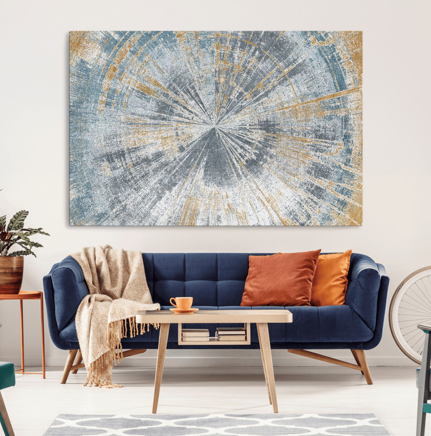 Radiant Abstract Wood Rings Canvas Art – Modern Triptych