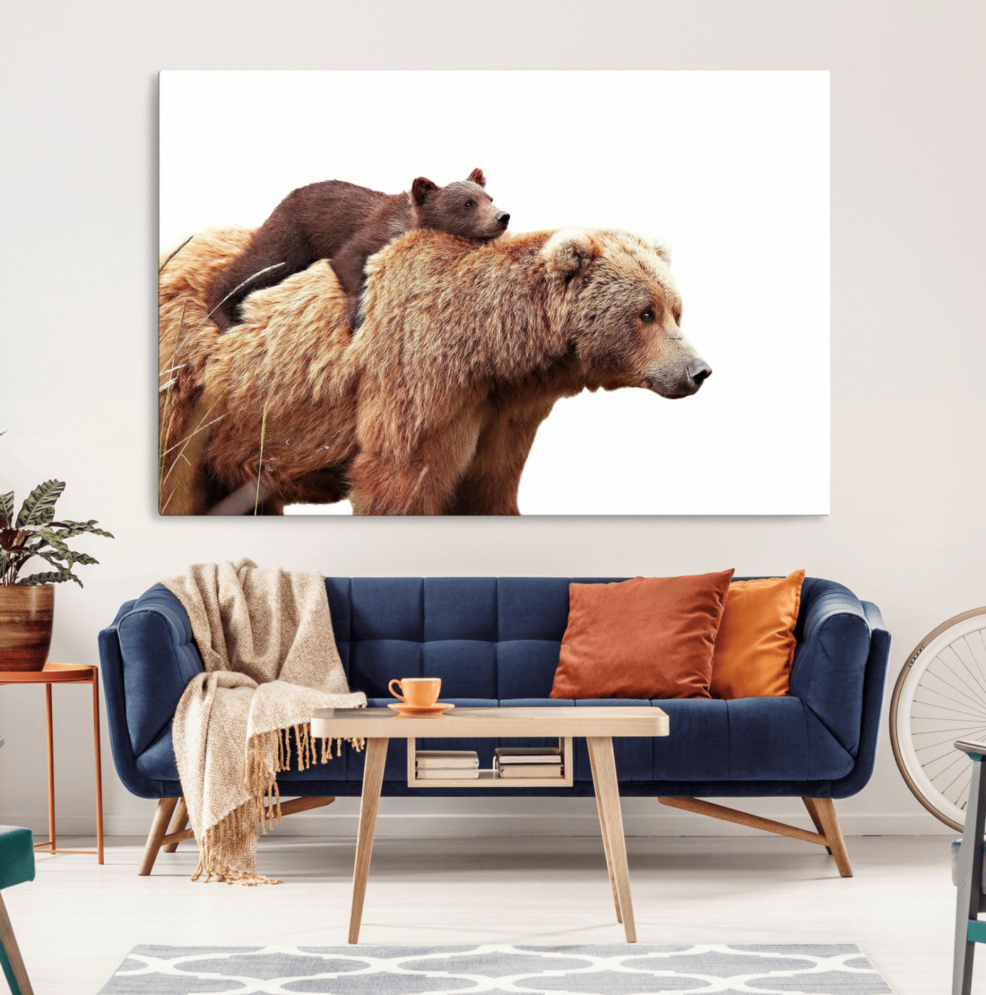 Mother and Baby Bear Canvas Wall Art - Adorable Wildlife
