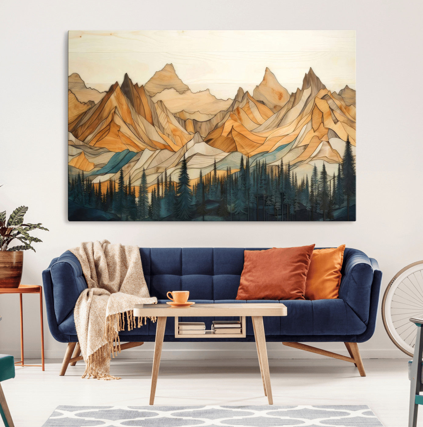 Rustic Wood Mountain Wall Art Print | Triptych Giclee Print