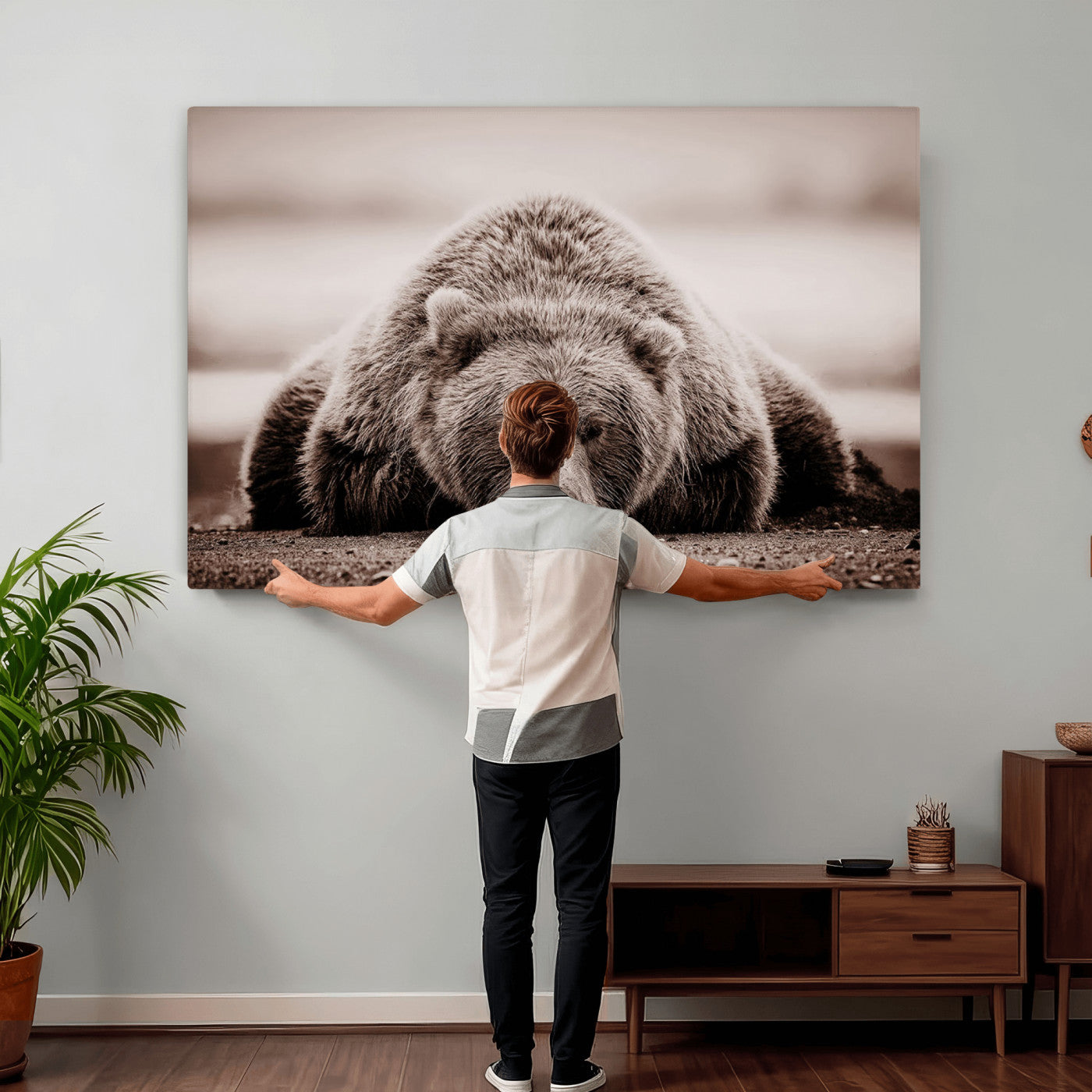 Grizzly Bear Wall Art Print - Bear Canvas Wall Art - Rustic