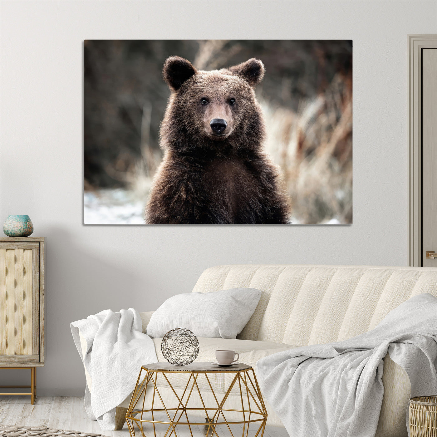 Brown Bear Wall Art Canvas Print – Framed Majestic Woodland