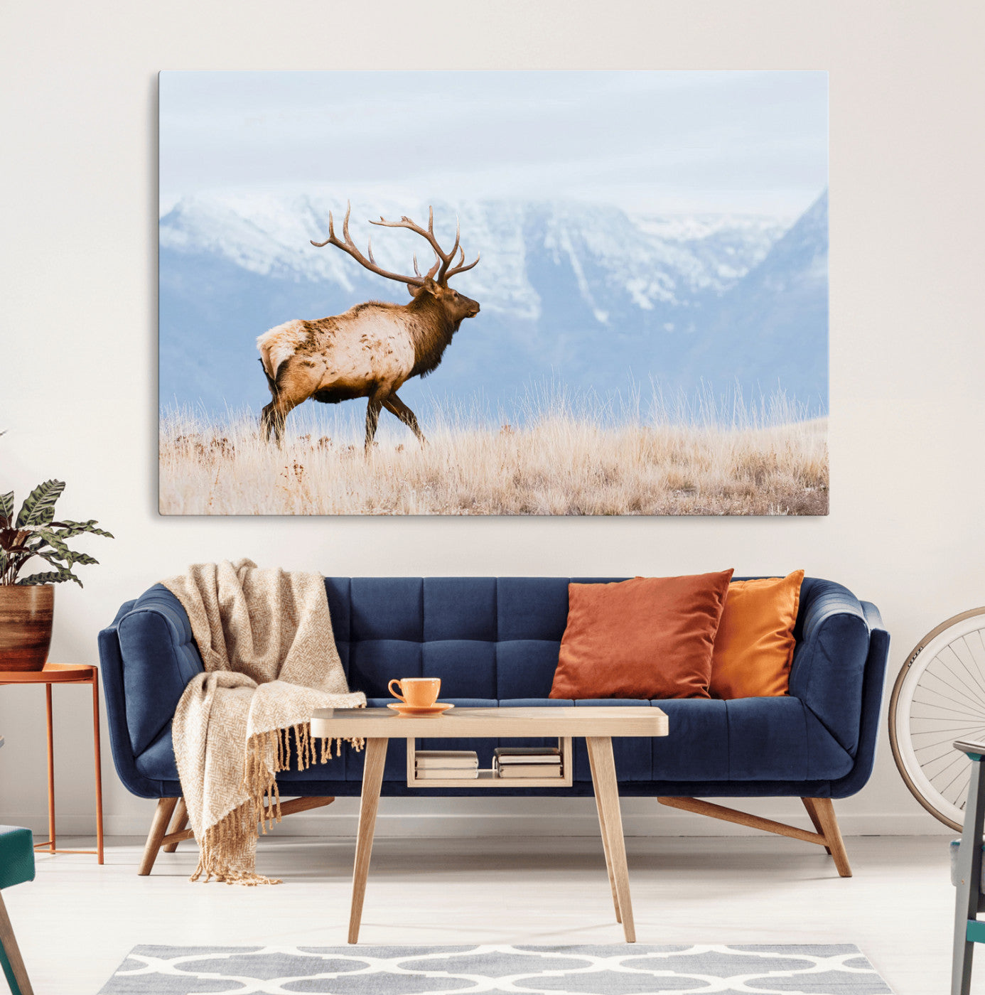 Elk Wall Art Canvas Print – Framed Mountain Wildlife Art