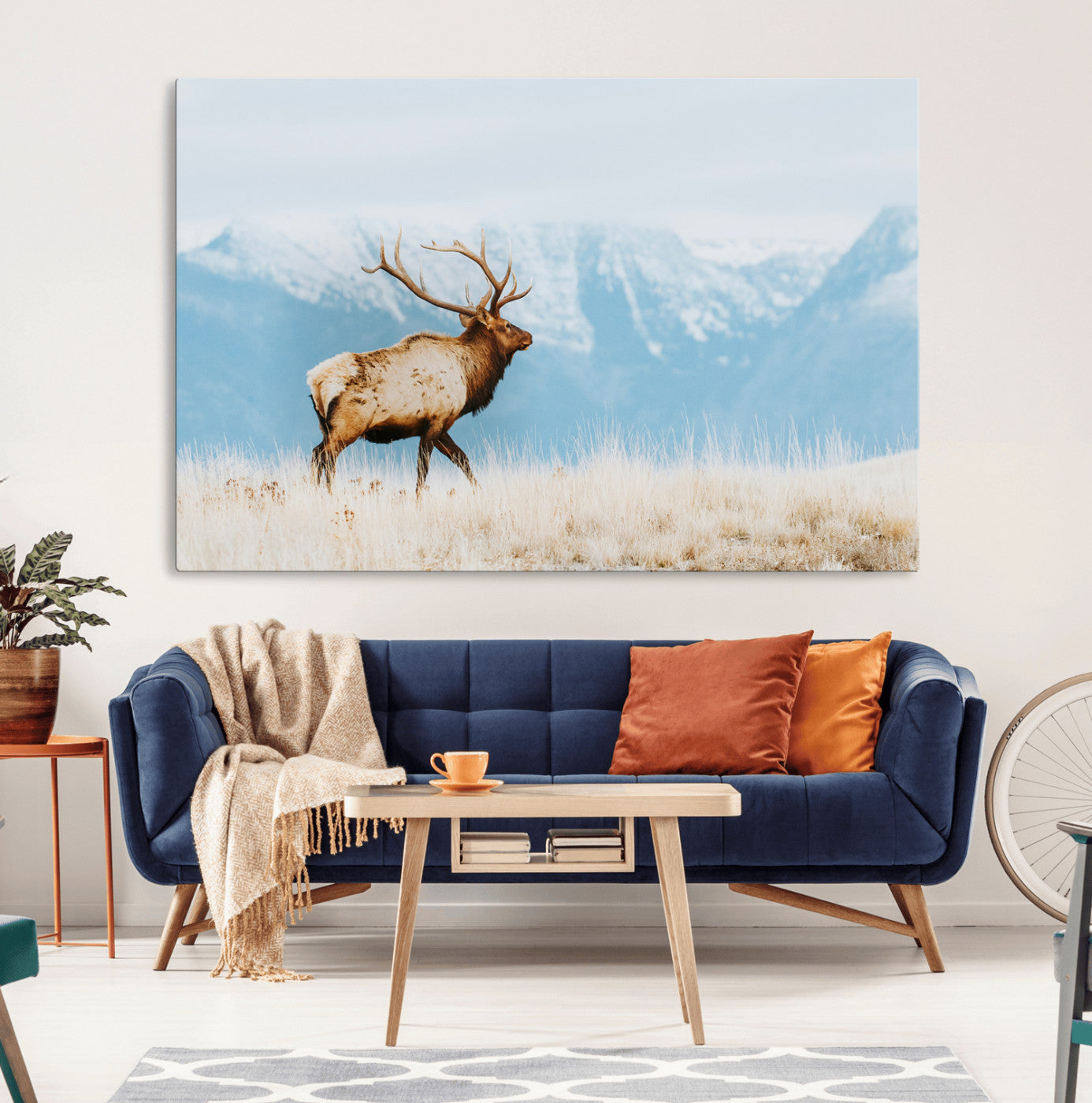 Mountain Elk Wall Art Canvas Print – Framed Rustic Wildlife
