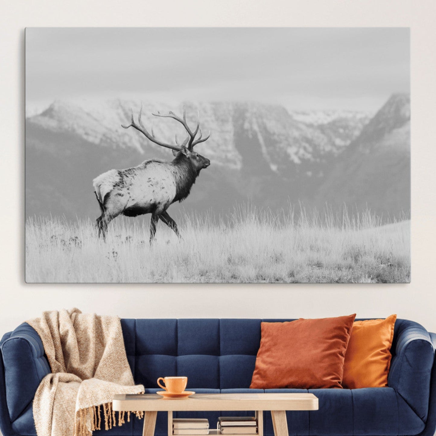 Elk Photography Wall Art Canvas Print, Framed Mountain