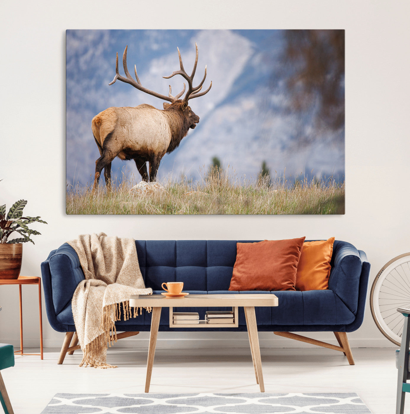 Mountain Elk Wall Art Canvas Print – Framed Rustic Wildlife