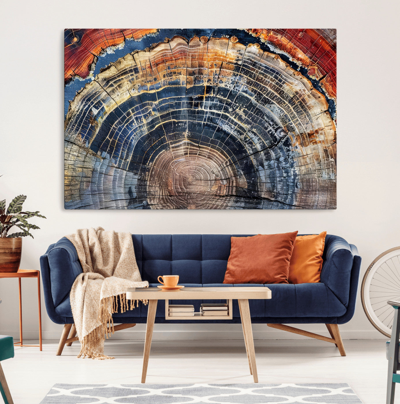 Tree Rings Wall Art Canvas Print – Framed Petrified Wood