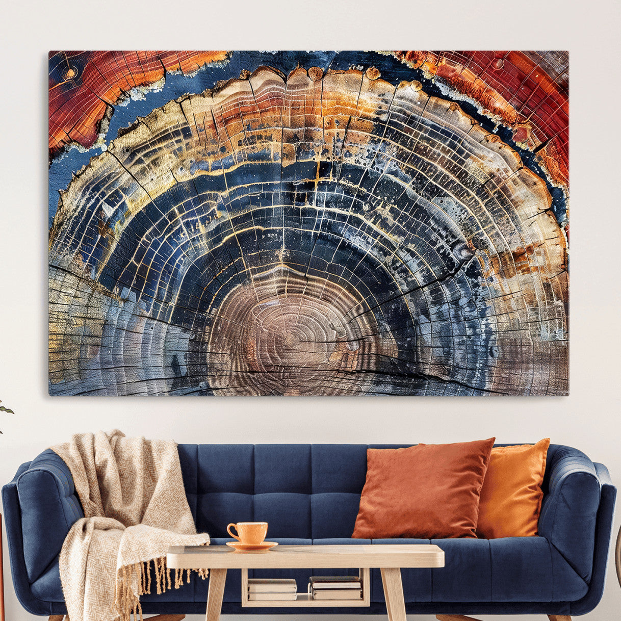 Tree Rings Wall Art Canvas Print – Framed Wood Art Picture