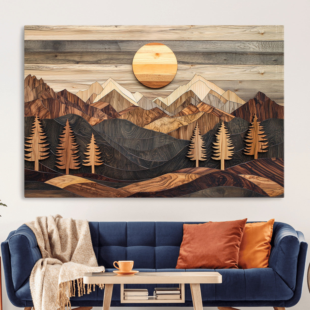 Wood Mountain Wall Art Canvas Print – Layered Forest and