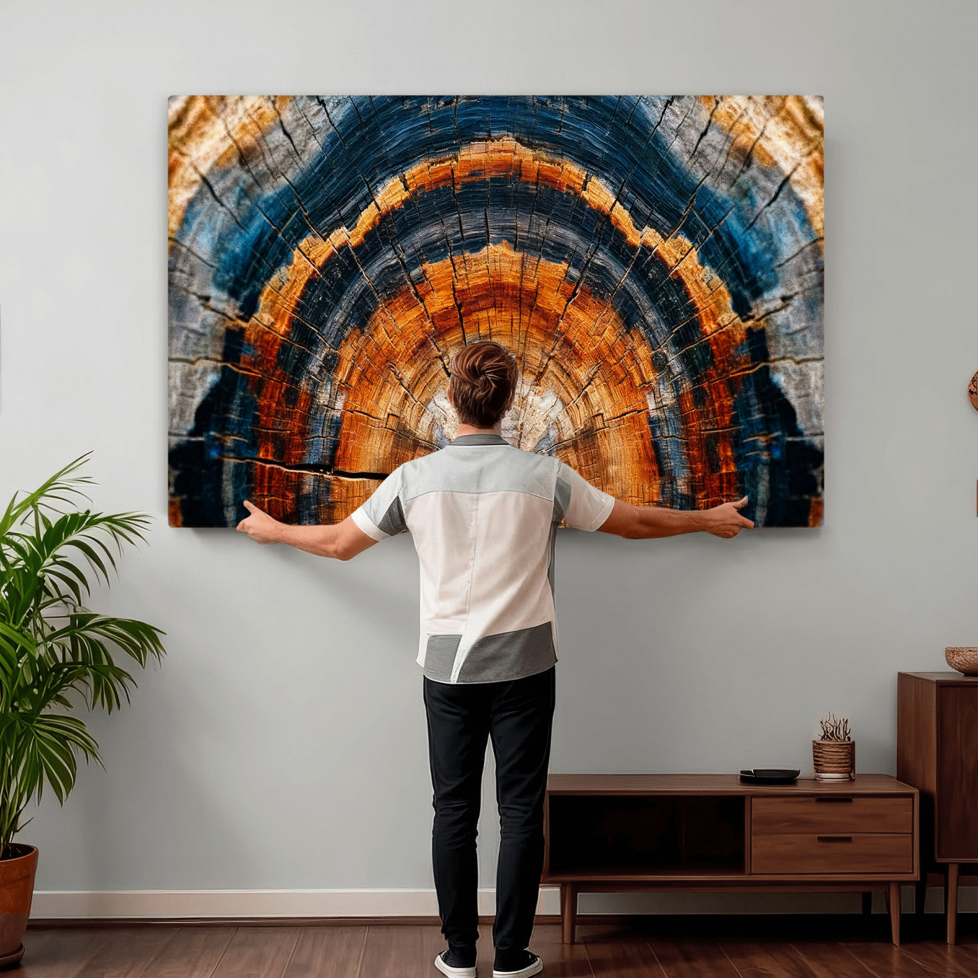 Abstract Wood Grain Canvas Print, Tree Ring Pattern Wall