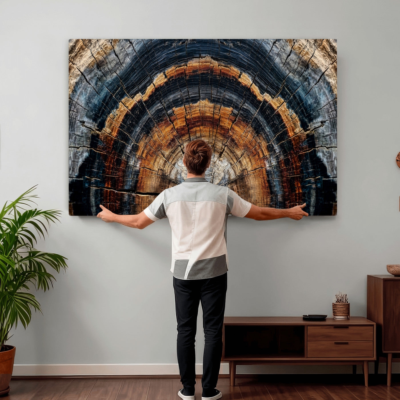 Abstract Wood Grain Canvas Print, Tree Ring Pattern Wall