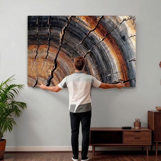 Abstract Tree Ring Wall Art Print – Natural Rustic Wood