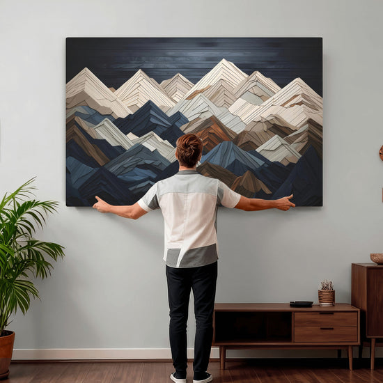 Wood Mountain Wall Art | Mountain Canvas Print Wood Decor |