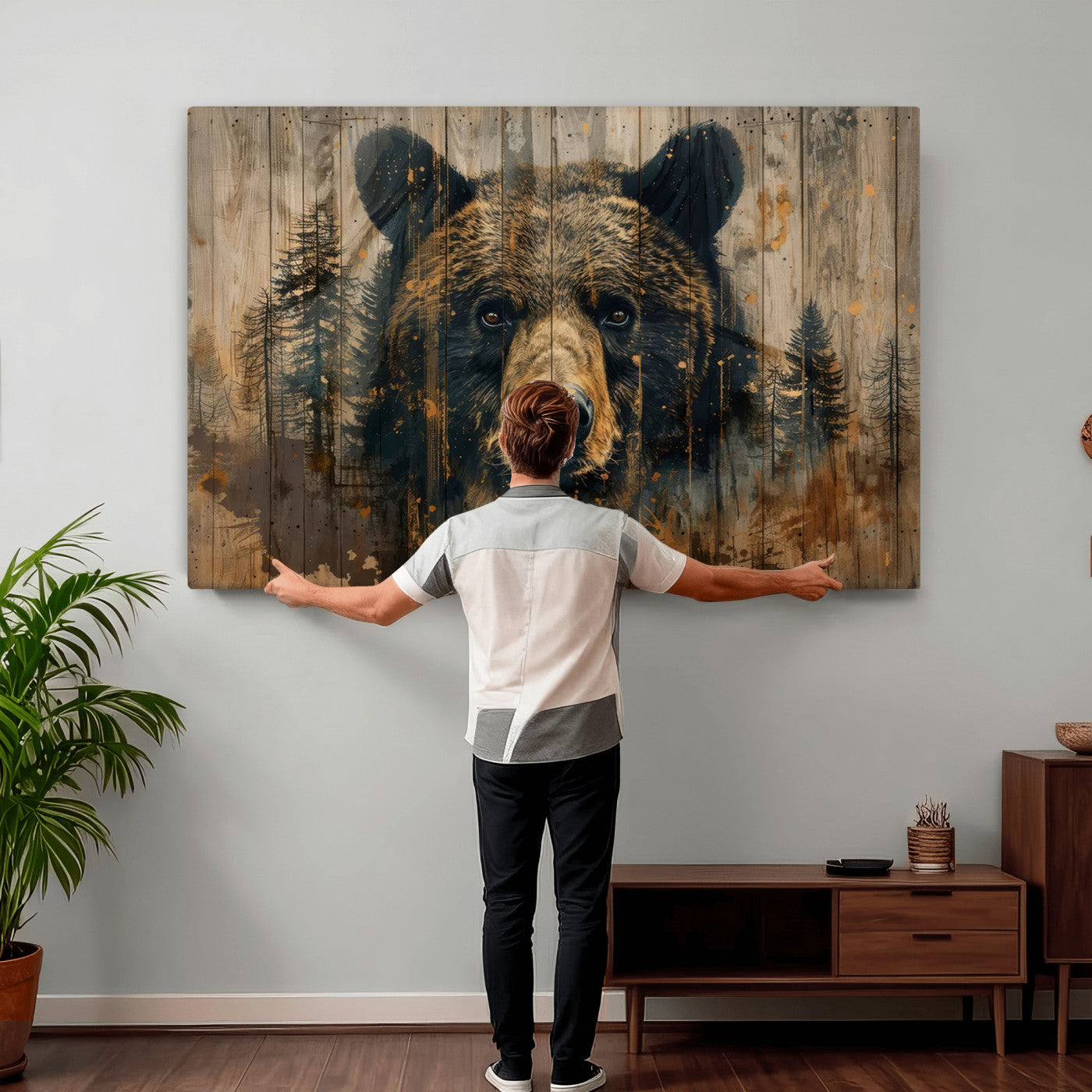 Abstract 399 Bear Wall Art | Rustic Cabin Wall Decor with