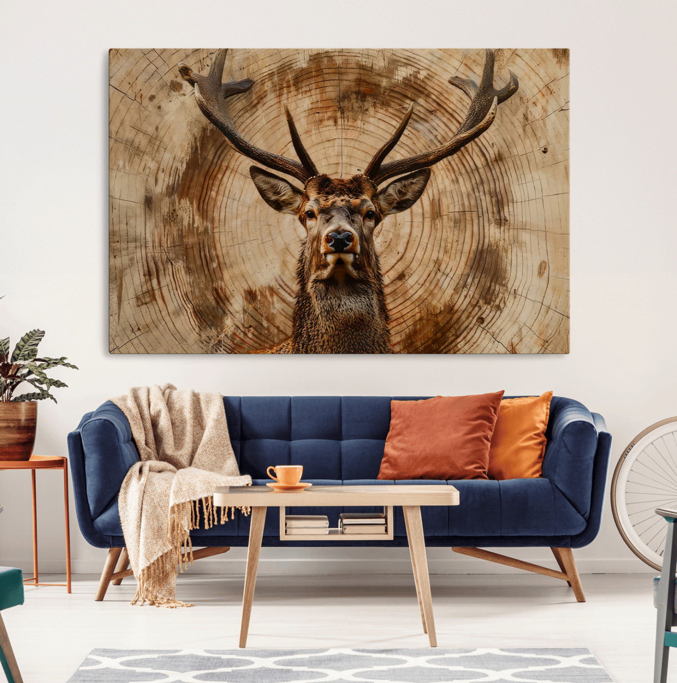 Wood Abstract Deer Wall Art | Rustic Wildlife Canvas Print |