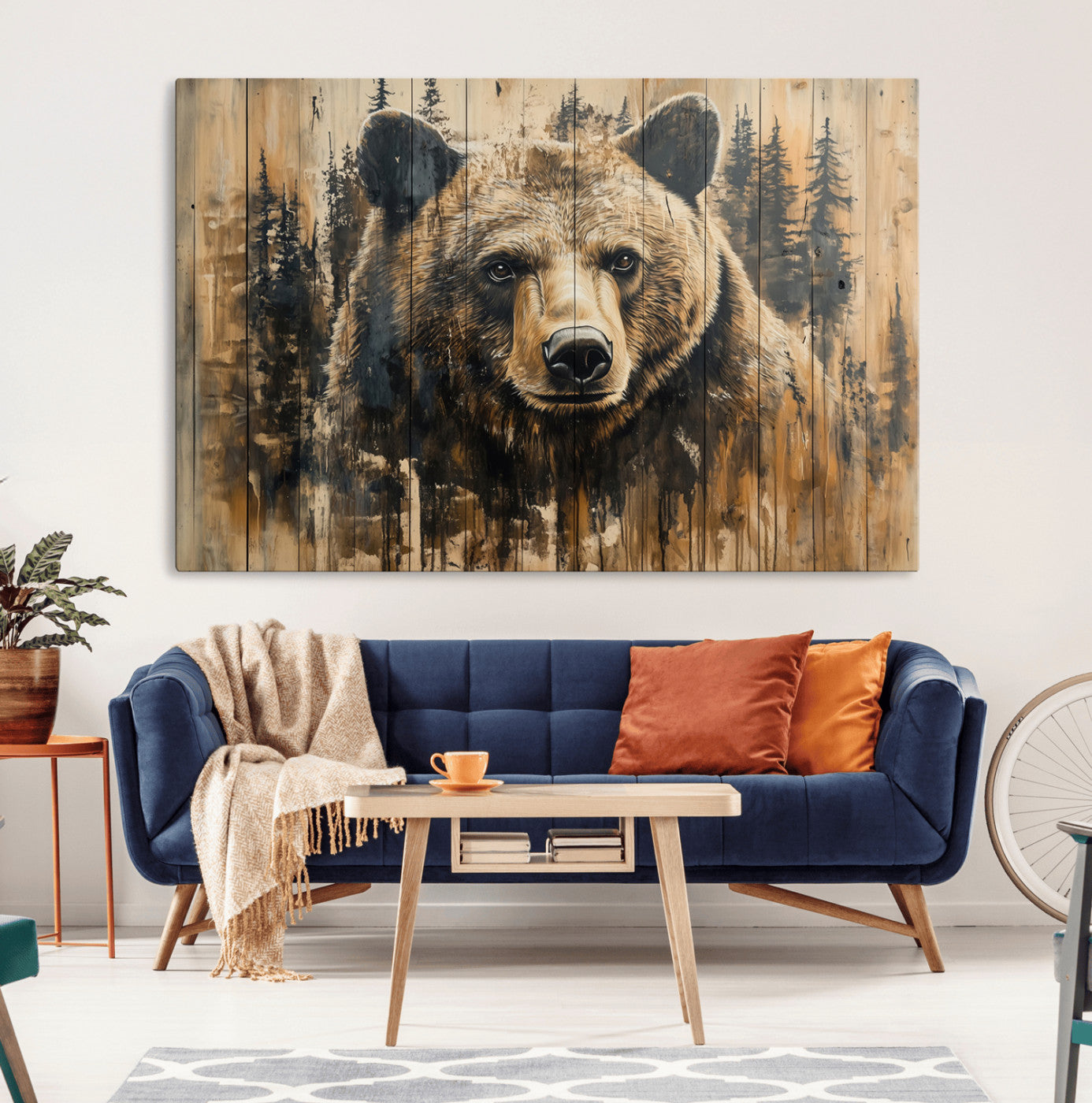 Majestic Grizzly 399 Bear Wall Art | 3-Panel Rustic Canvas