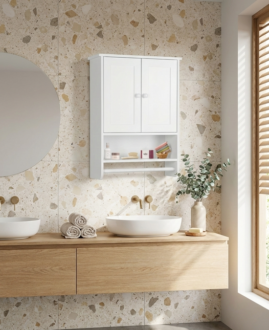 Modern Wall Mounted Bathroom & Kitchen Storage Cabinet – Space-Saving Organizer