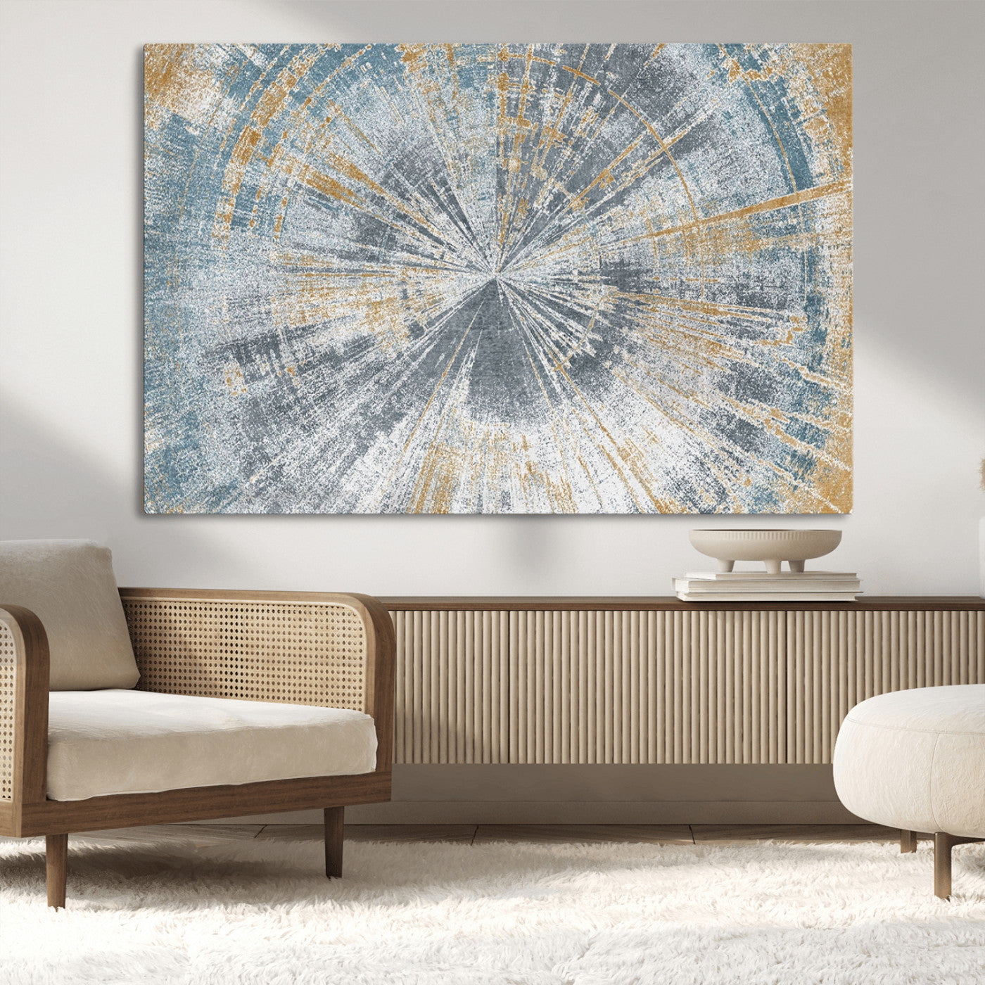 Radiant Abstract Wood Rings Canvas Art – Modern Triptych