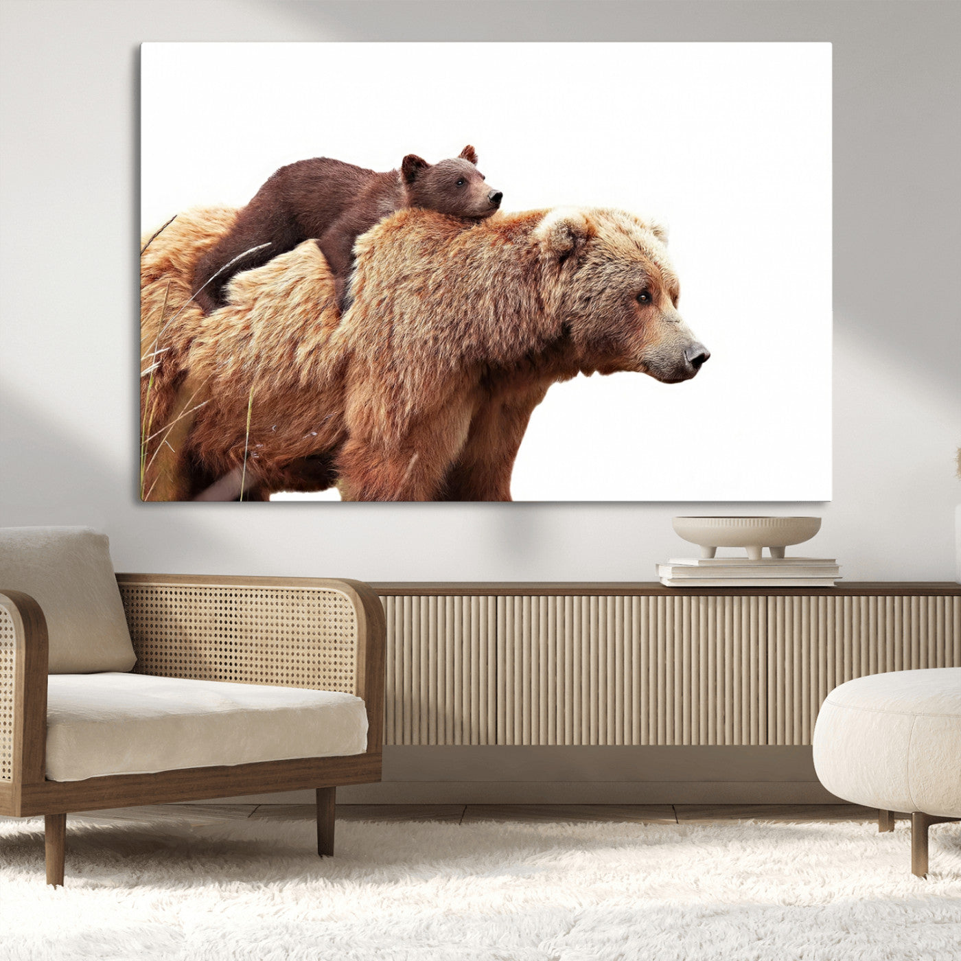 Mother and Baby Bear Canvas Wall Art - Adorable Wildlife