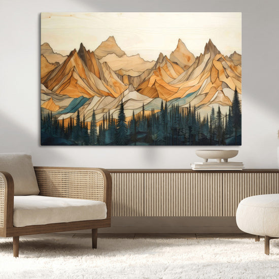 Rustic Wood Mountain Wall Art Print | Triptych Giclee Print