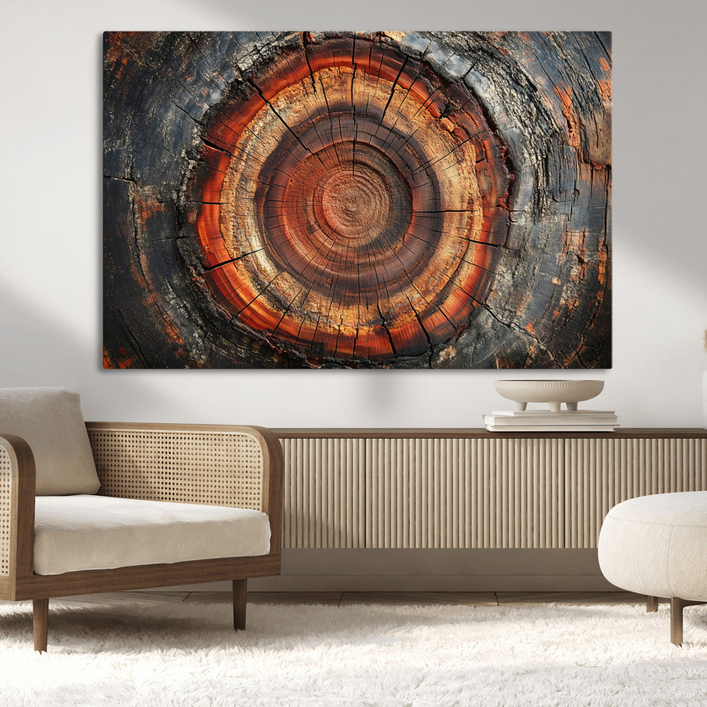 Wood Grain Canvas Wall Art - Framed Abstract Tree Ring