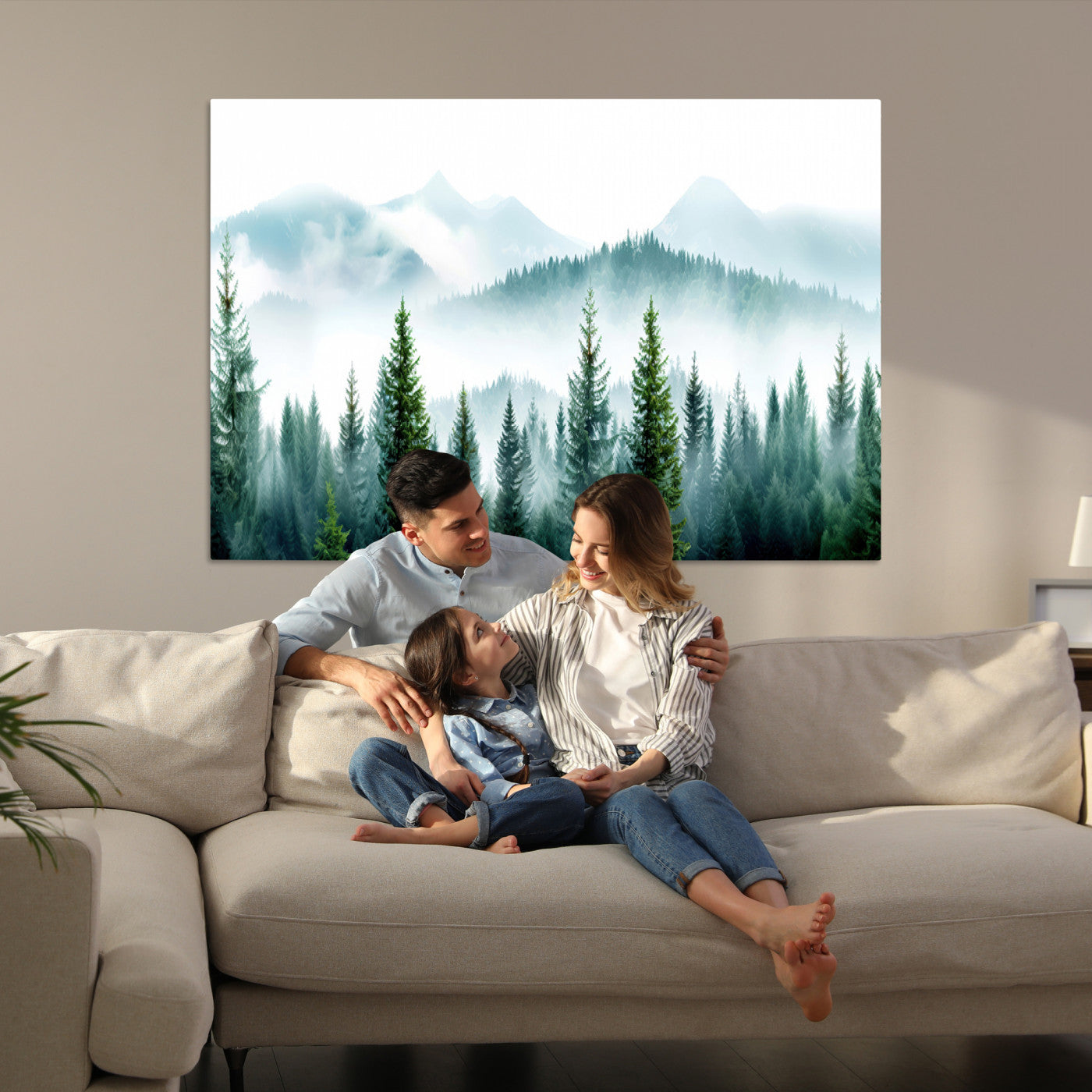 Pine Forest Wall Art Canvas Print – Misty Mountains Foggy