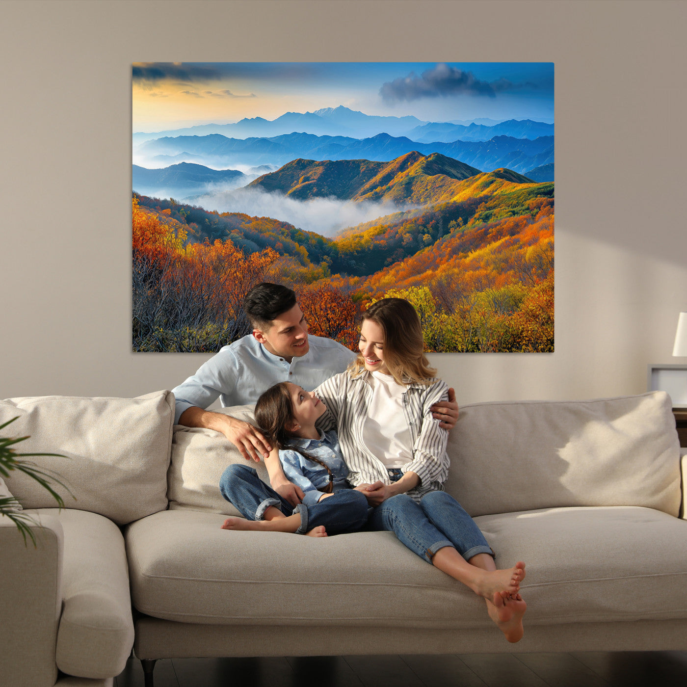 Autumn Mountains Wall Art Canvas Print – Foggy Peaks