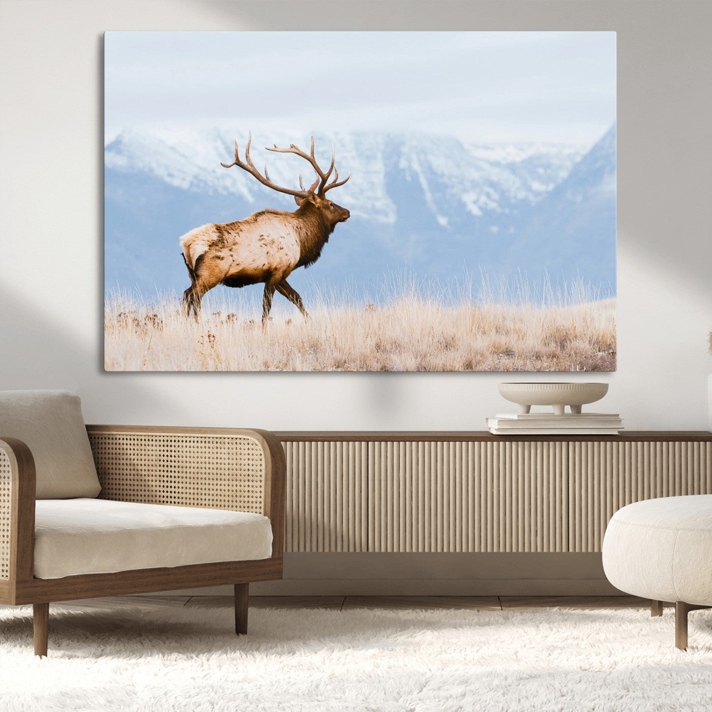 Elk Wall Art Canvas Print – Framed Mountain Wildlife Art