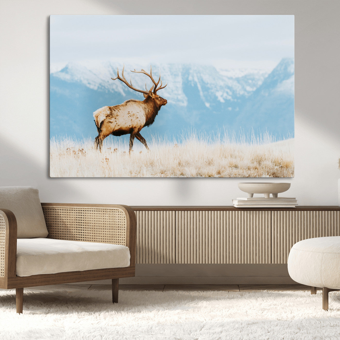 Mountain Elk Wall Art Canvas Print – Framed Rustic Wildlife