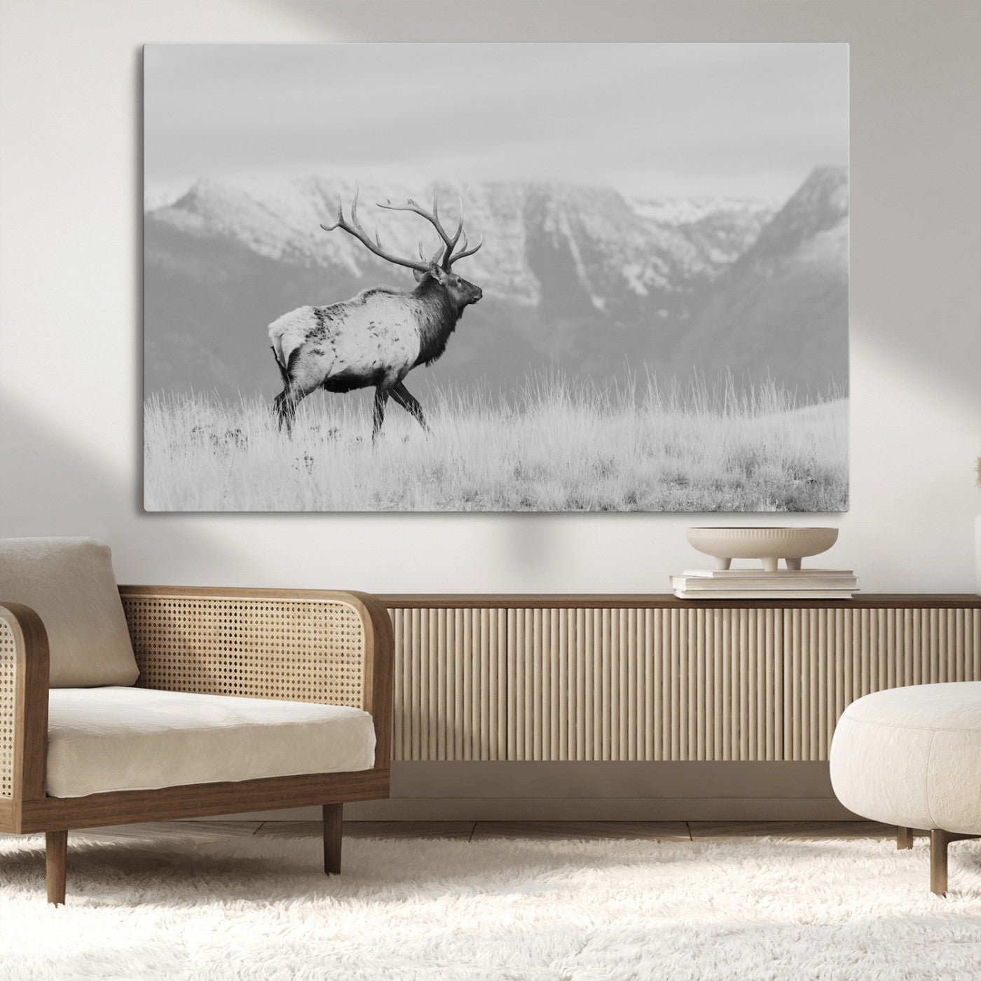 Elk Photography Wall Art Canvas Print, Framed Mountain