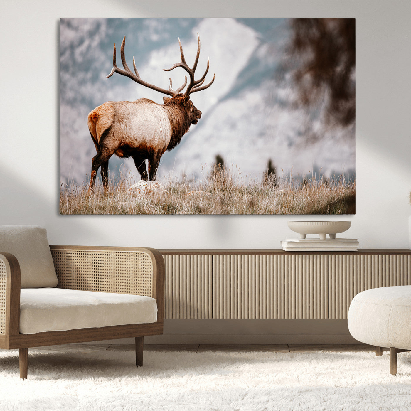 Elk Photography Wall Art Canvas Print – Framed Mountain
