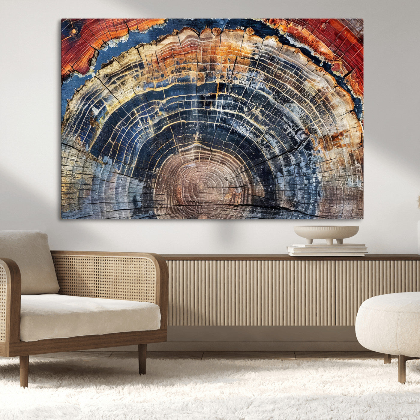 Tree Rings Wall Art Canvas Print – Framed Petrified Wood