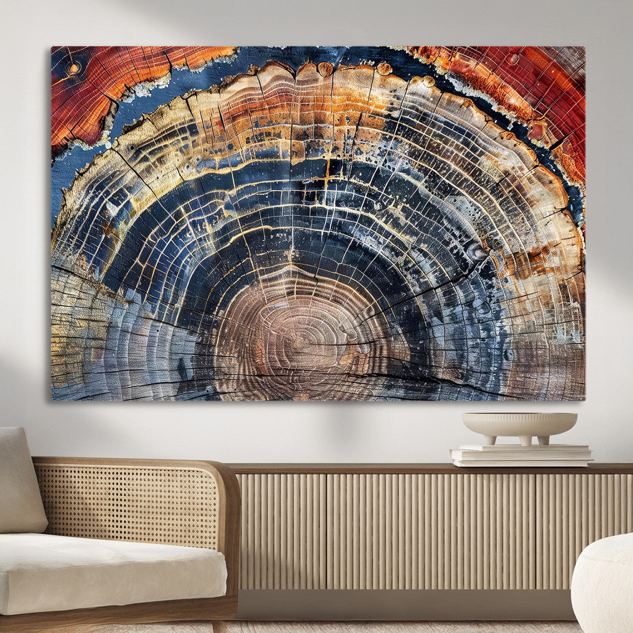 Tree Rings Wall Art Canvas Print – Framed Wood Art Picture