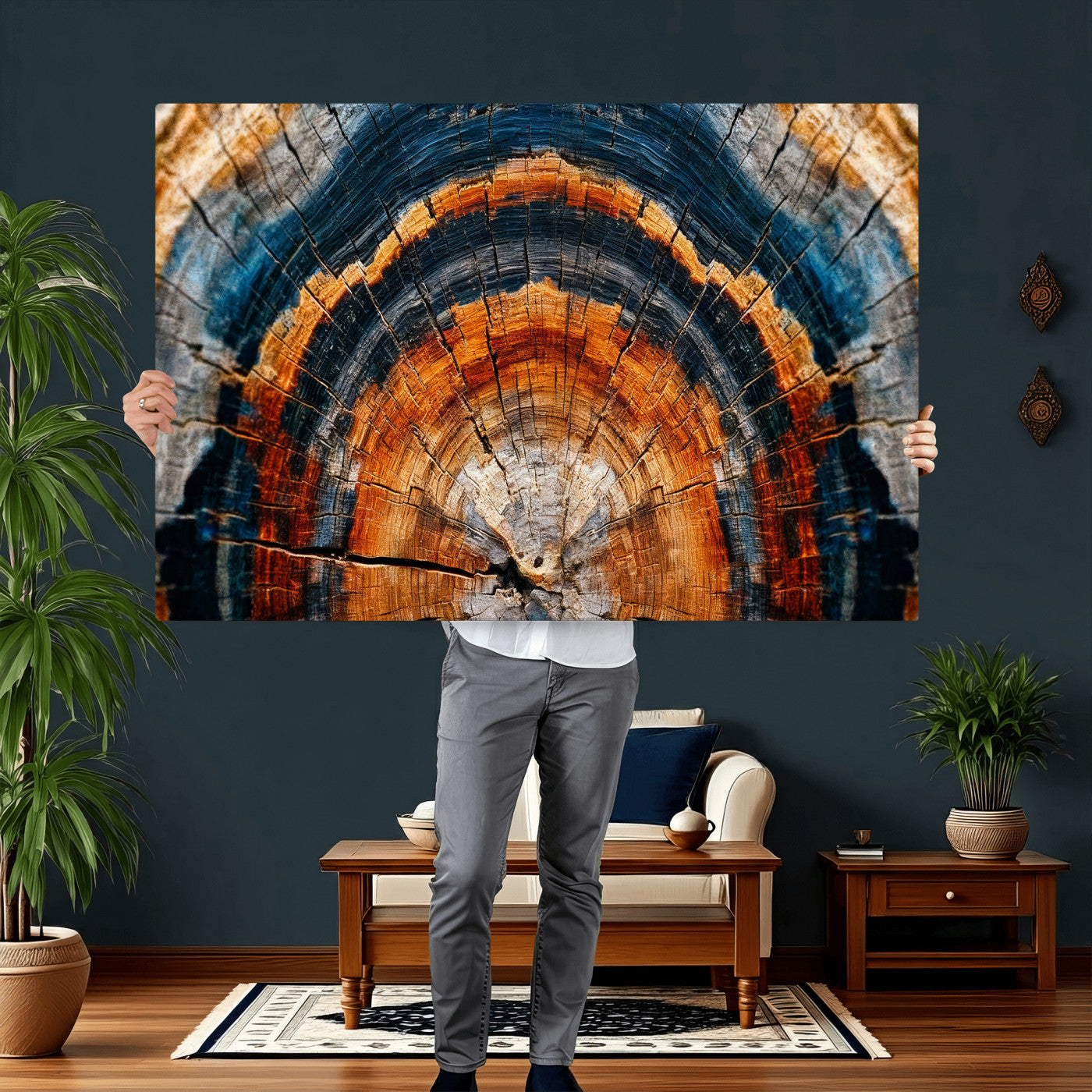 Abstract Wood Grain Canvas Print, Tree Ring Pattern Wall