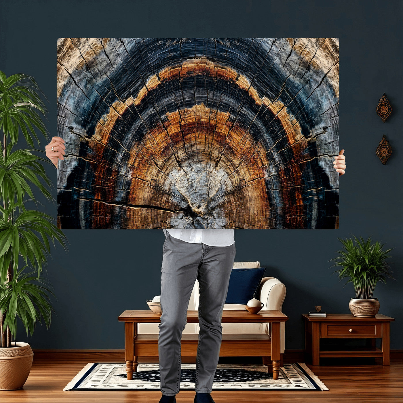 Abstract Wood Grain Canvas Print, Tree Ring Pattern Wall