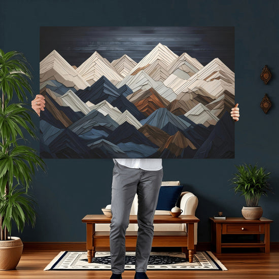 Wood Mountain Wall Art | Mountain Canvas Print Wood Decor |