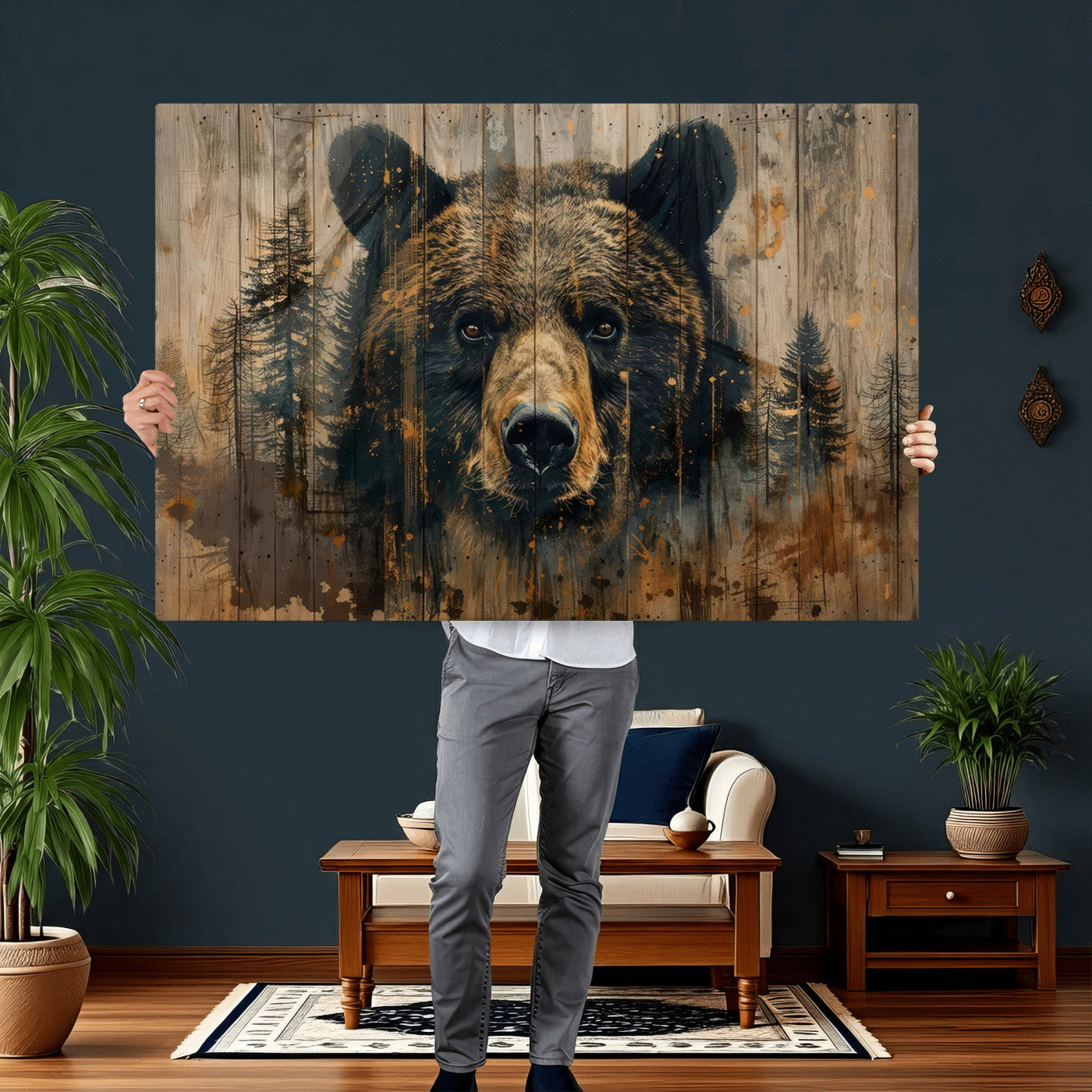Abstract 399 Bear Wall Art | Rustic Cabin Wall Decor with