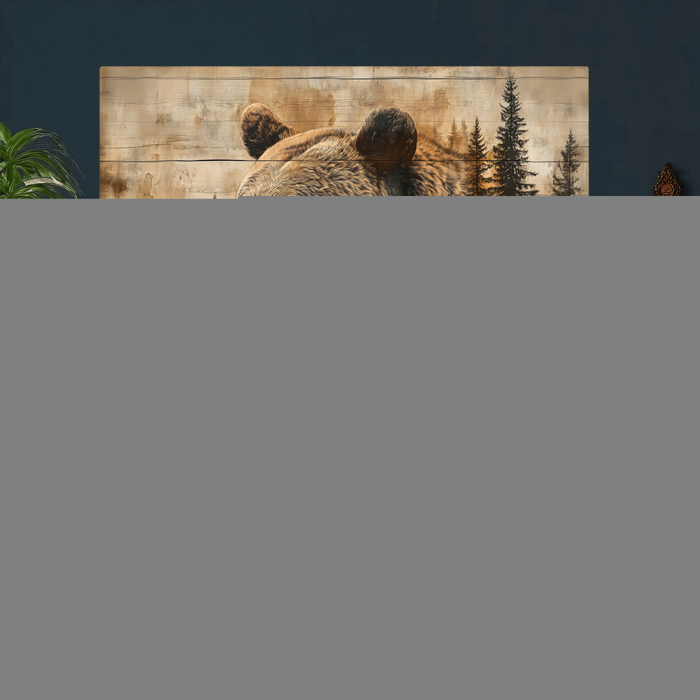 Rustic Grizzly Bear Wall Art, Abstract Grizzly 399 Bear Wall