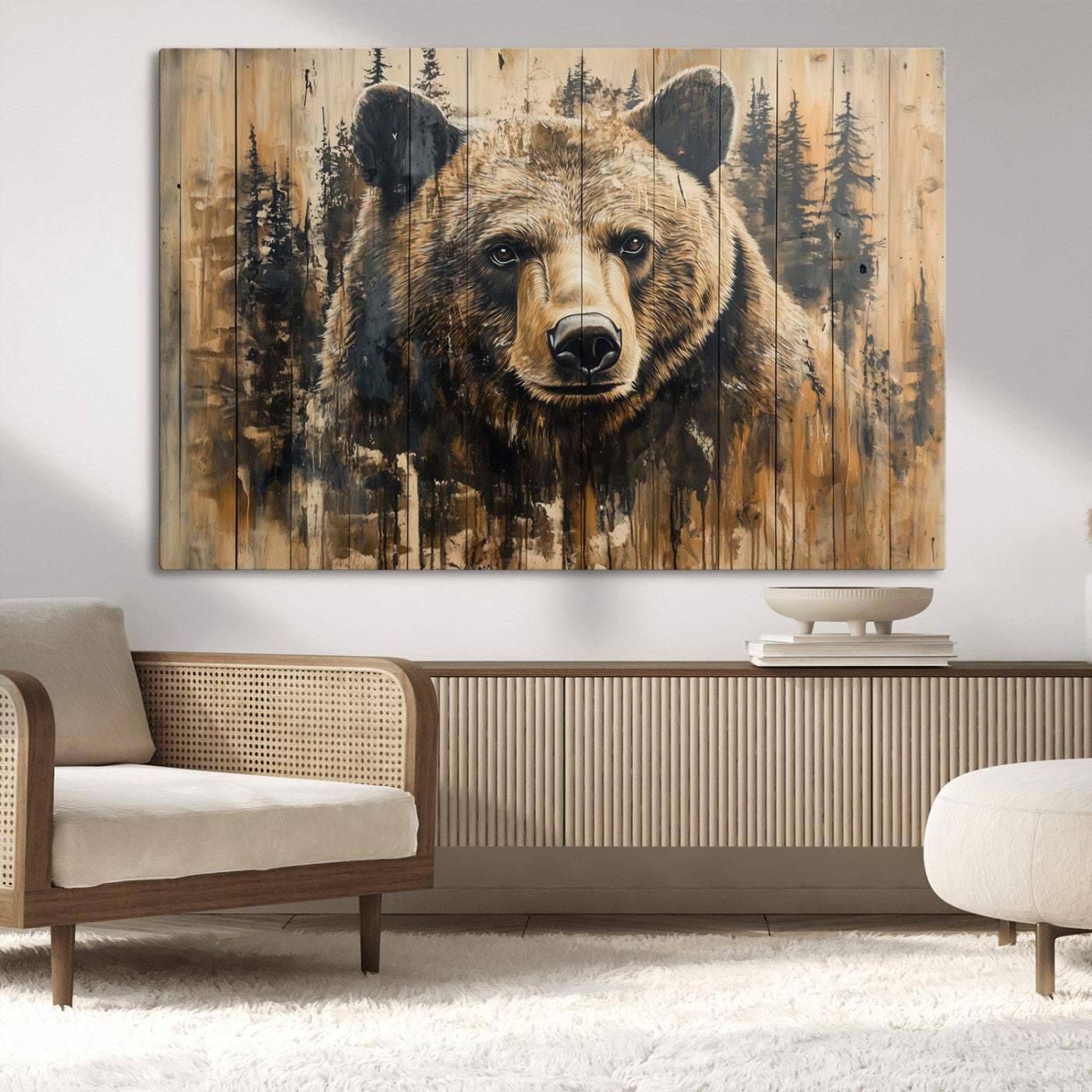 Majestic Grizzly 399 Bear Wall Art | 3-Panel Rustic Canvas